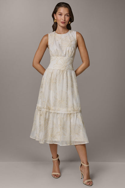 Donna Karan SLEEVELESS CUTOUT MIDI A-LINE DRESS