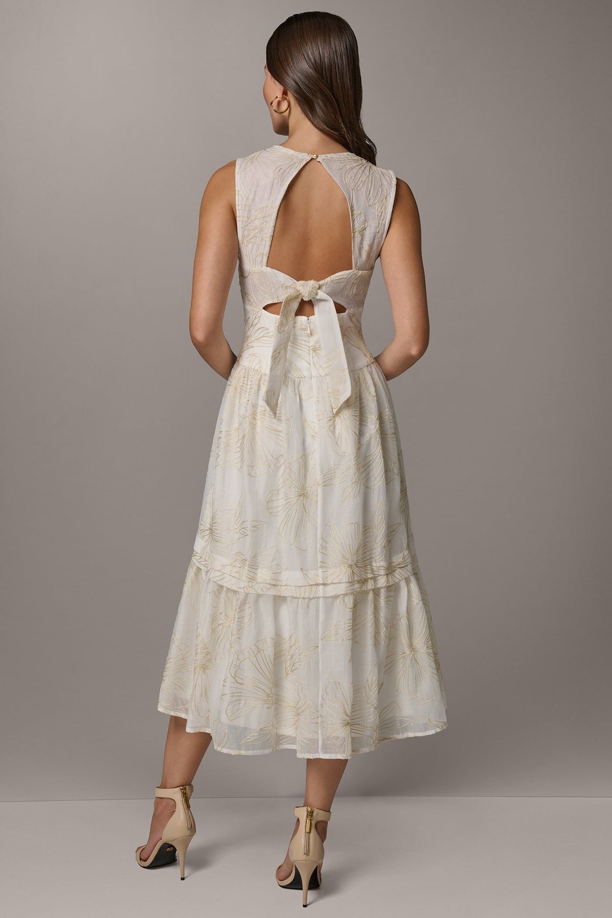 Donna Karan SLEEVELESS CUTOUT MIDI A-LINE DRESS