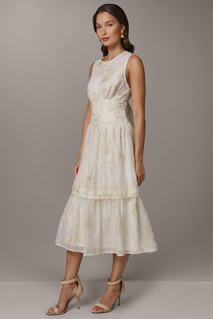 Donna Karan SLEEVELESS CUTOUT MIDI A-LINE DRESS