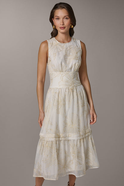 Donna Karan SLEEVELESS CUTOUT MIDI A-LINE DRESS