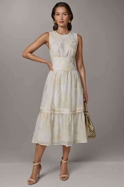 Donna Karan SLEEVELESS CUTOUT MIDI A-LINE DRESS