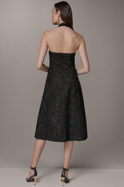 Donna Karan SLEEVELESS SWEETHEART MIDI HALTER DRESS