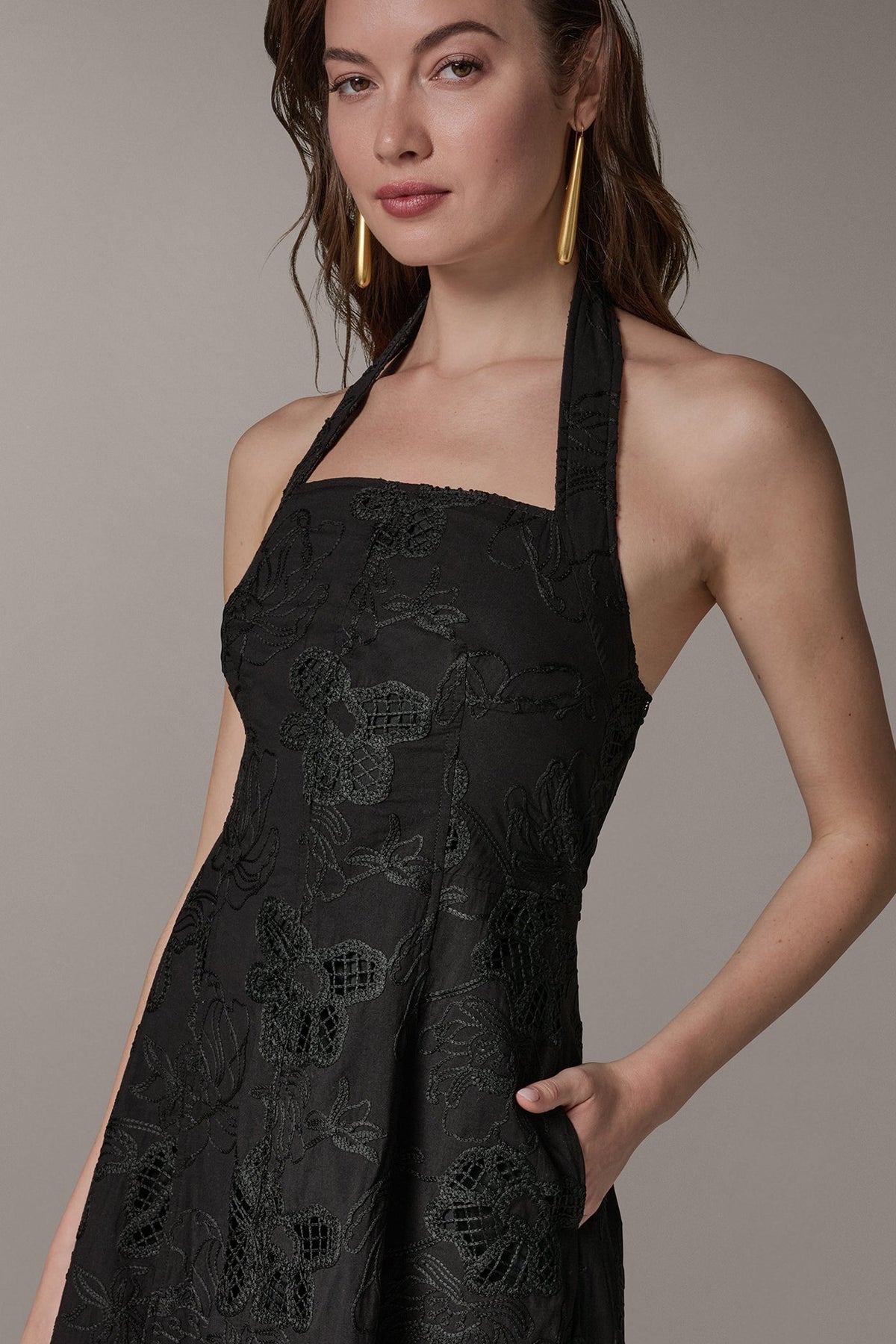Donna Karan SLEEVELESS SWEETHEART MIDI HALTER DRESS