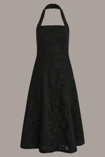 Donna Karan SLEEVELESS SWEETHEART MIDI HALTER DRESS
