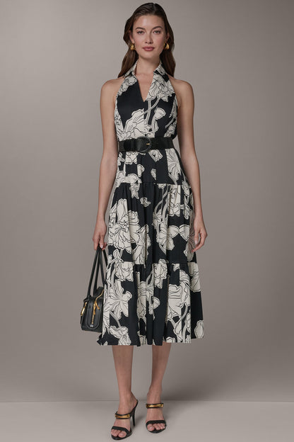 Donna Karan SLEEVELESS MIDI HALTER SHIRT DRESS