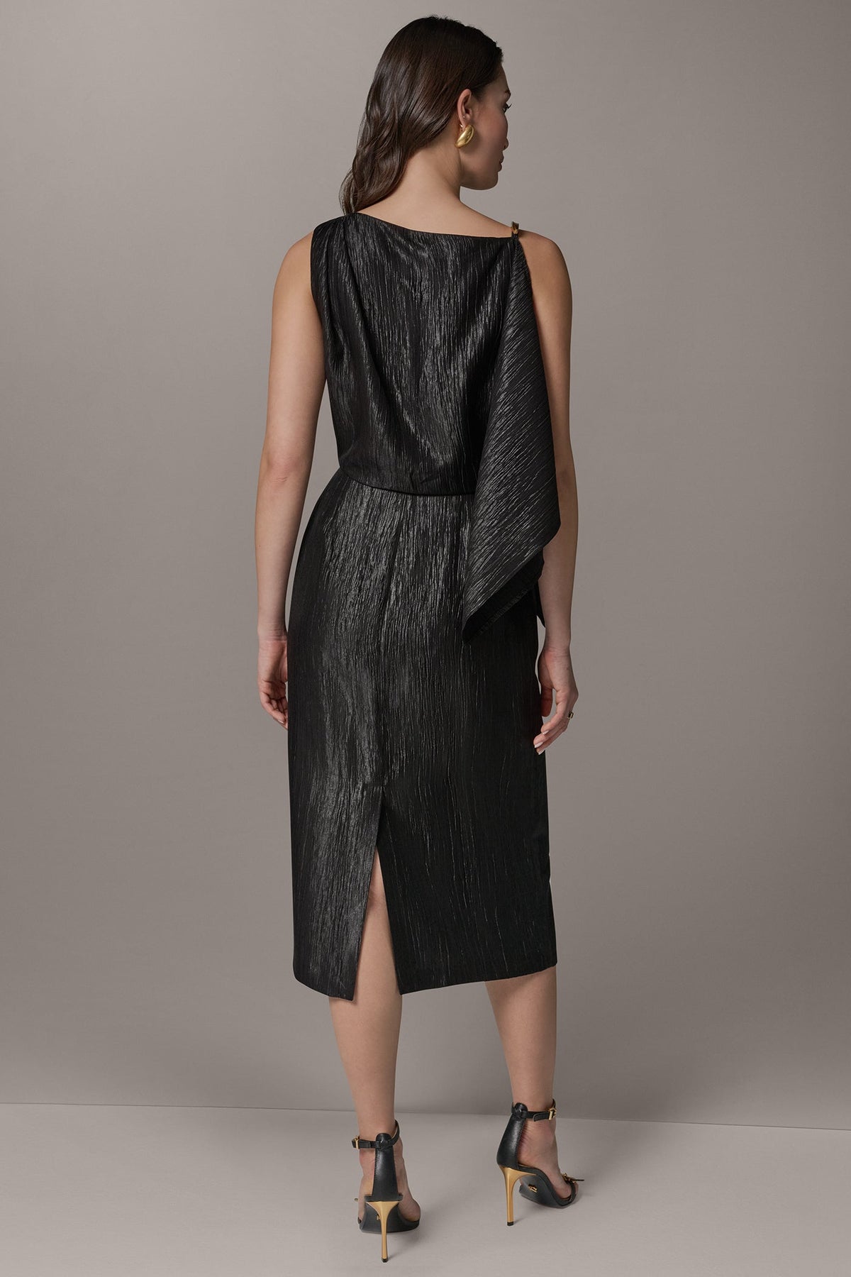 Donna Karan SLEEVELESS ASYMMETRIC MIDI DRESS