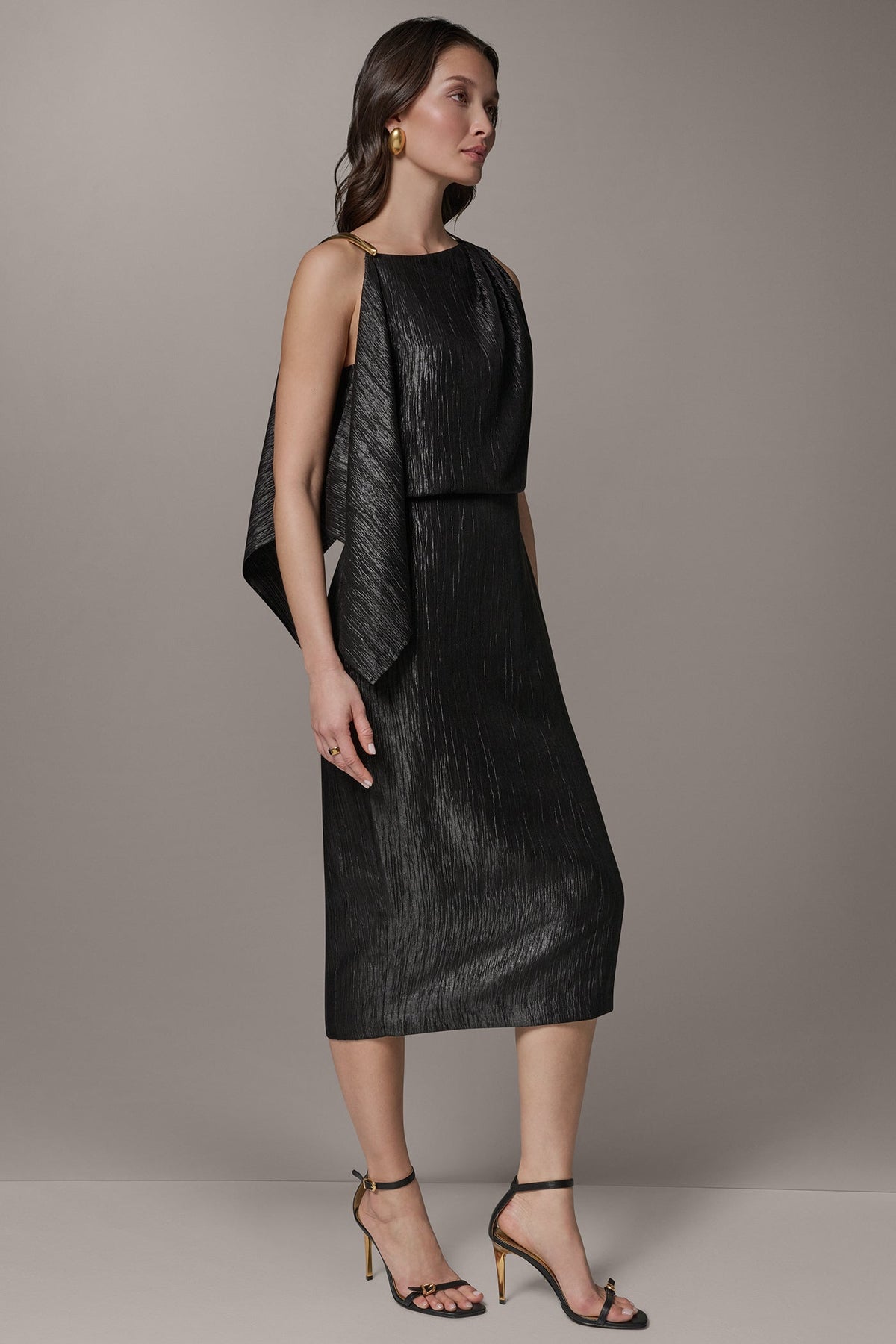Donna Karan SLEEVELESS ASYMMETRIC MIDI DRESS