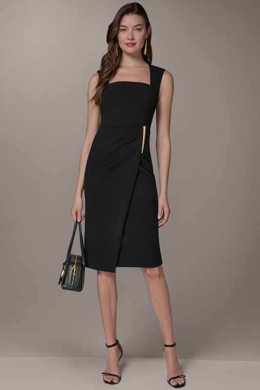 Donna Karan SLEEVELESS WRAP-EFFECT MIDI DRESS