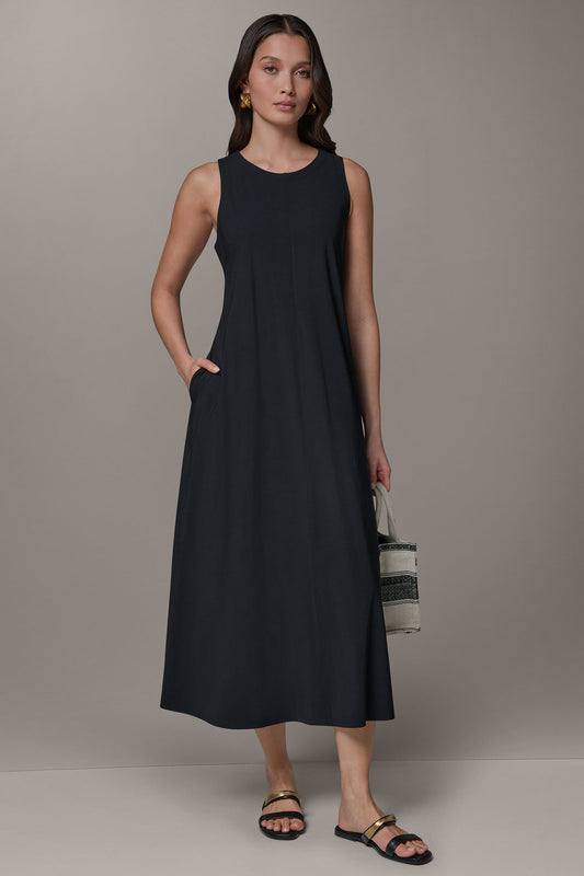 Donna Karan SLEEVELESS MIDI TRAPEZE DRESS