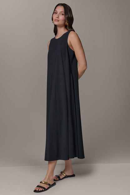 Donna Karan SLEEVELESS MIDI TRAPEZE DRESS