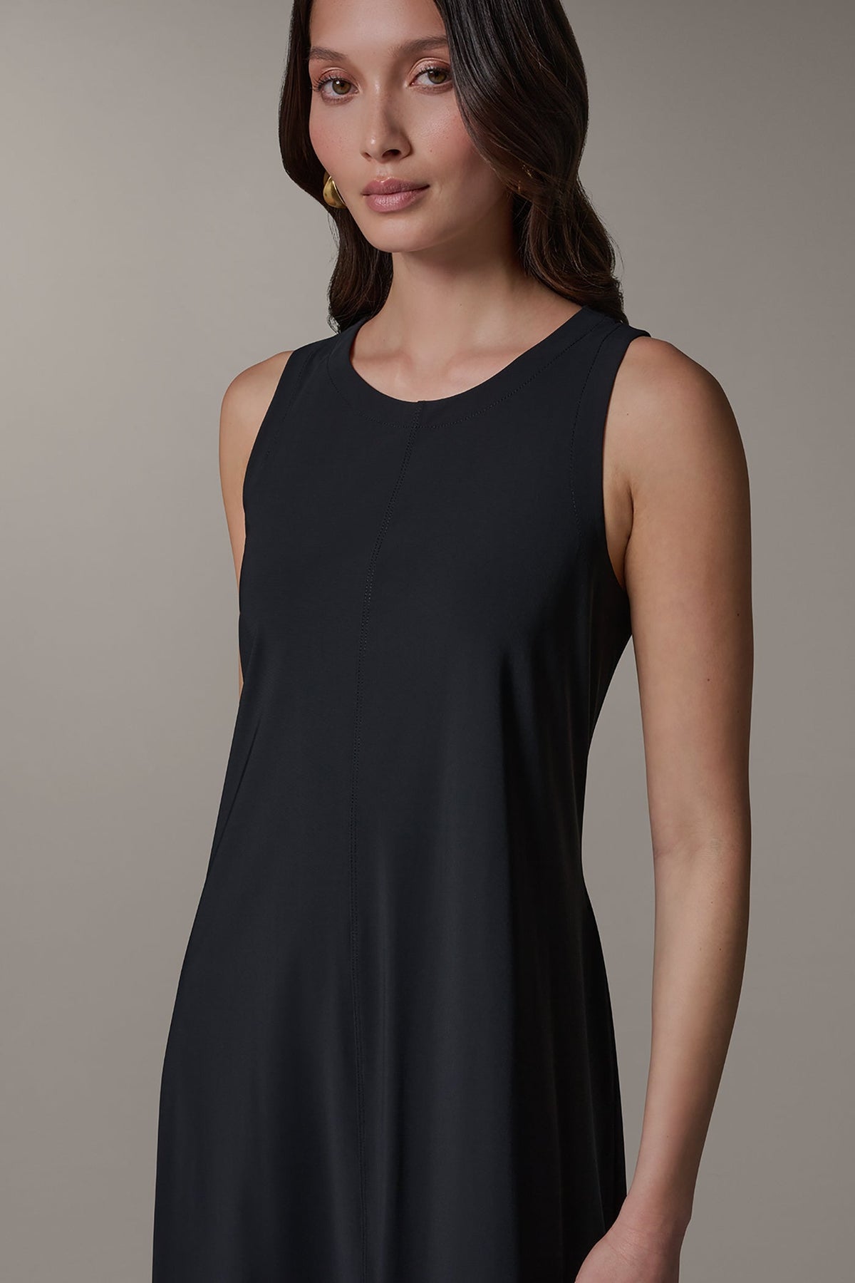 Donna Karan SLEEVELESS MIDI TRAPEZE DRESS