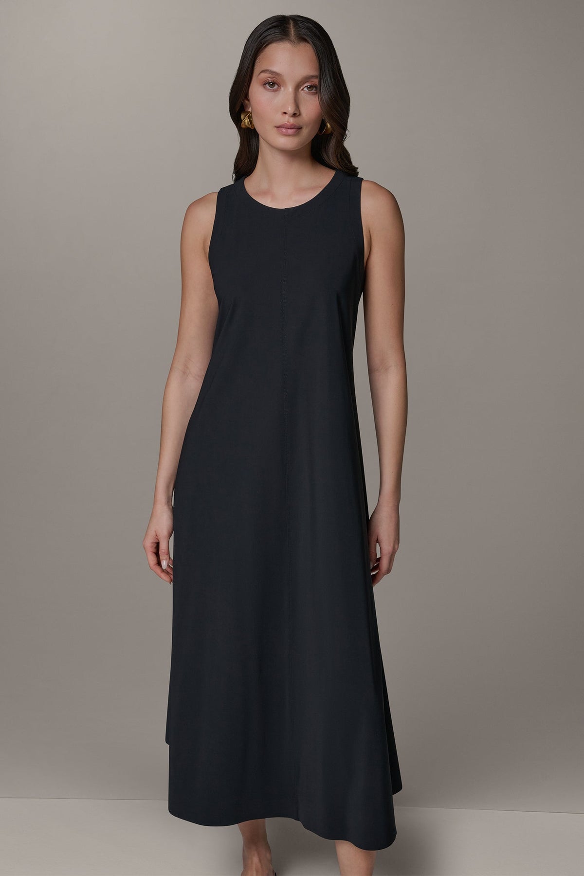 Donna Karan SLEEVELESS MIDI TRAPEZE DRESS