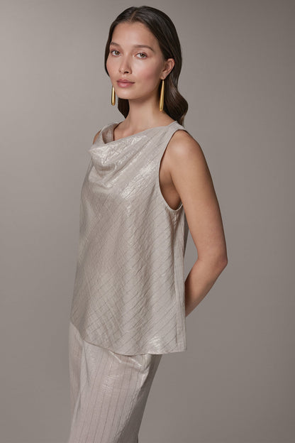 Donna Karan SLEEVELESS METALLIC PINSTRIPE TOP