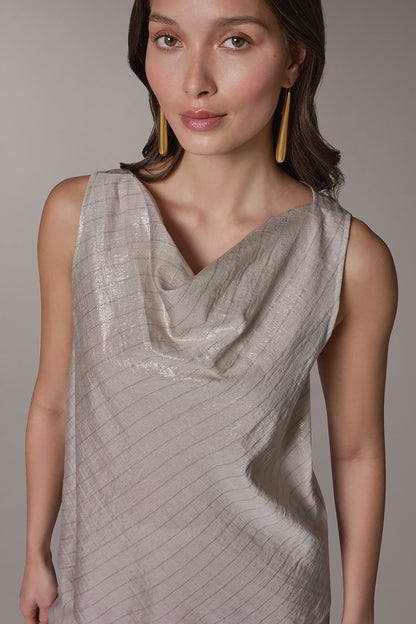 Donna Karan SLEEVELESS METALLIC PINSTRIPE TOP