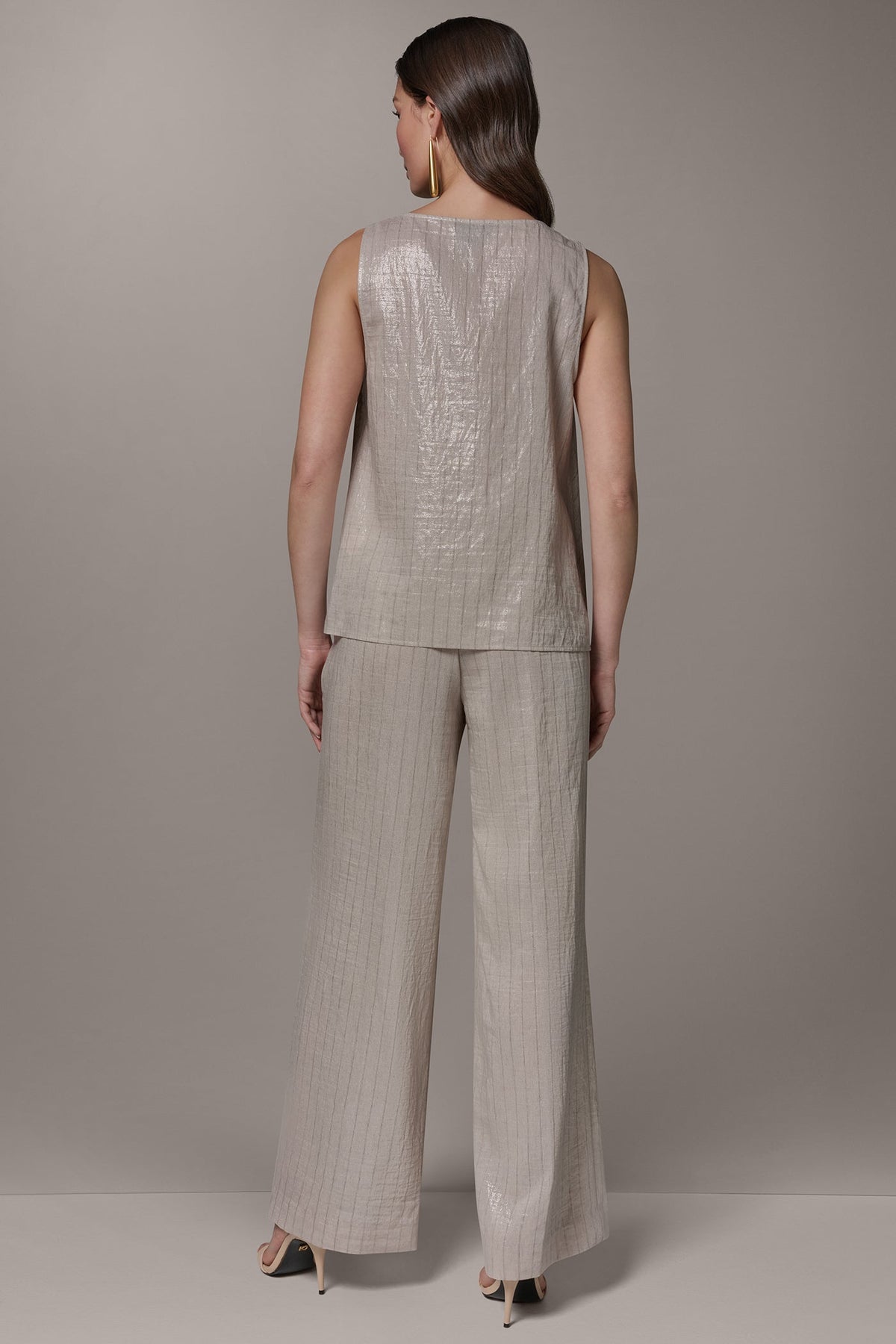 Donna Karan SLEEVELESS METALLIC PINSTRIPE TOP