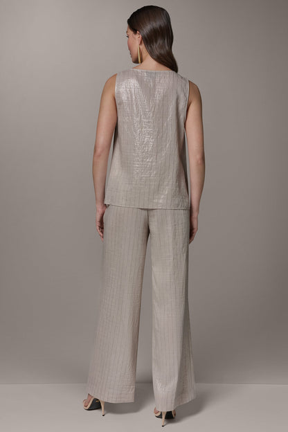 Donna Karan SLEEVELESS METALLIC PINSTRIPE TOP