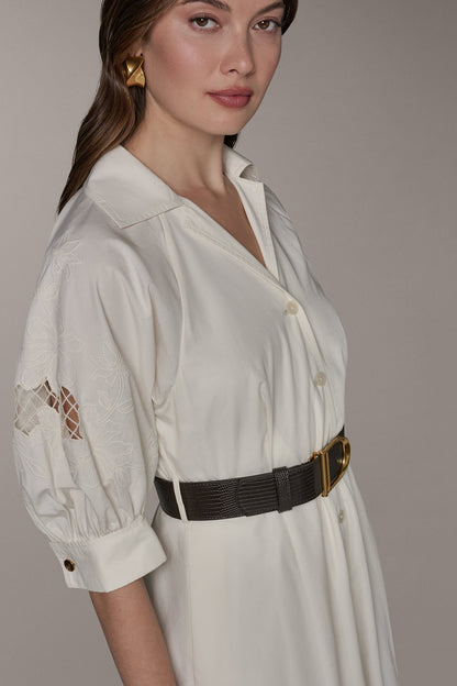 Donna Karan PUFF SLEEVE MIDI SHIRT DRESS