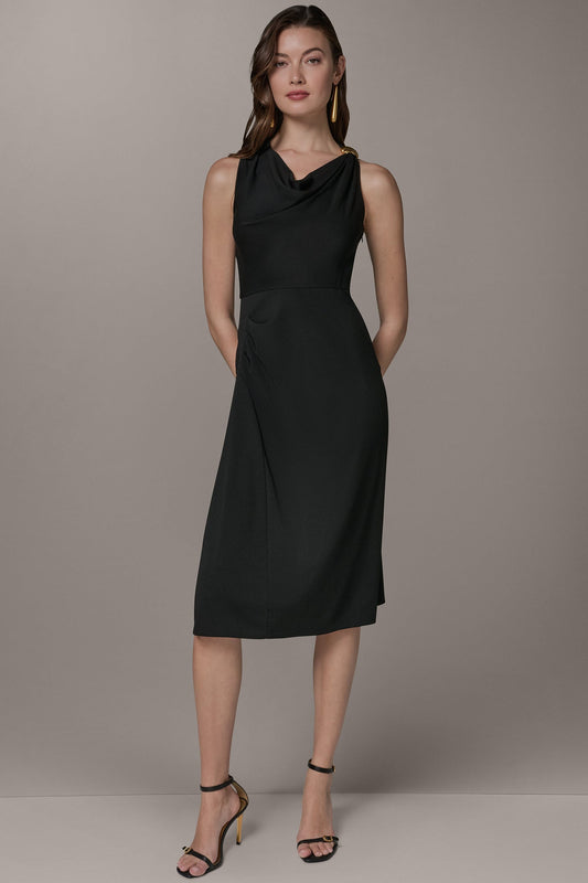 Donna Karan SLEEVELESS MIDI HALTER DRESS