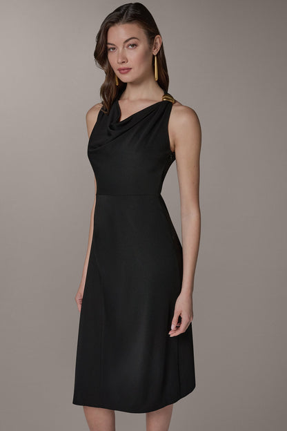 Donna Karan SLEEVELESS MIDI HALTER DRESS