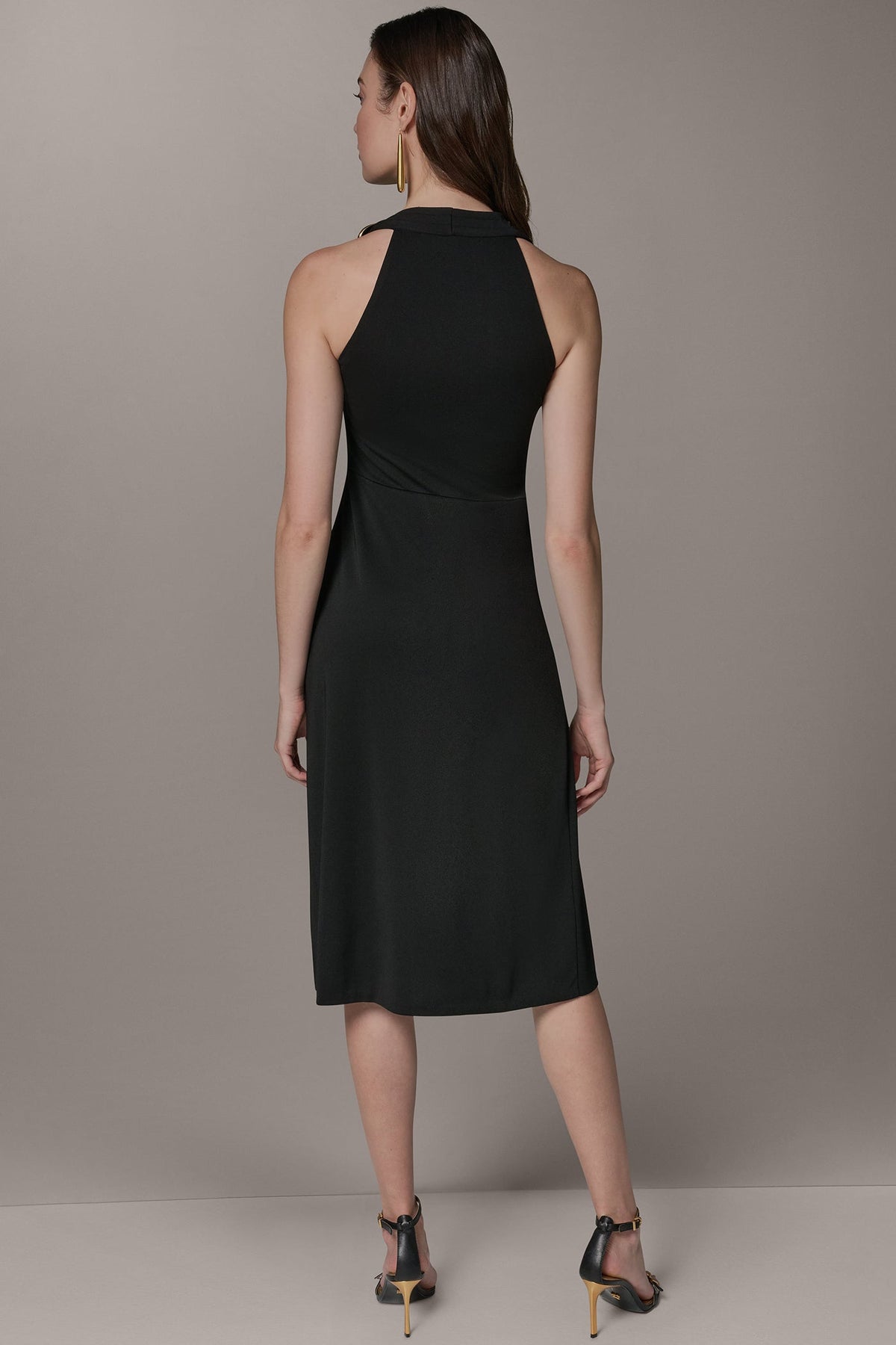 Donna Karan SLEEVELESS MIDI HALTER DRESS