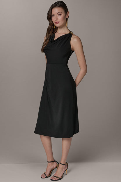 Donna Karan SLEEVELESS MIDI HALTER DRESS