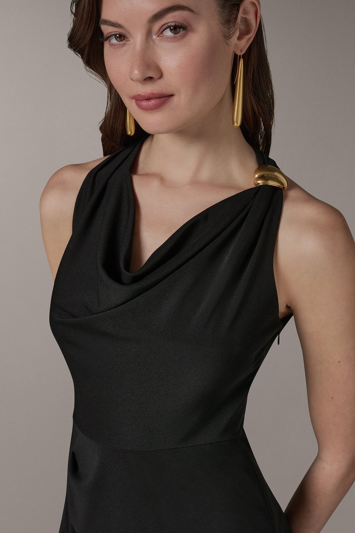 Donna Karan SLEEVELESS MIDI HALTER DRESS