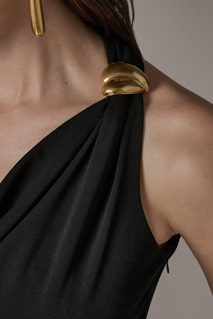 Donna Karan SLEEVELESS MIDI HALTER DRESS