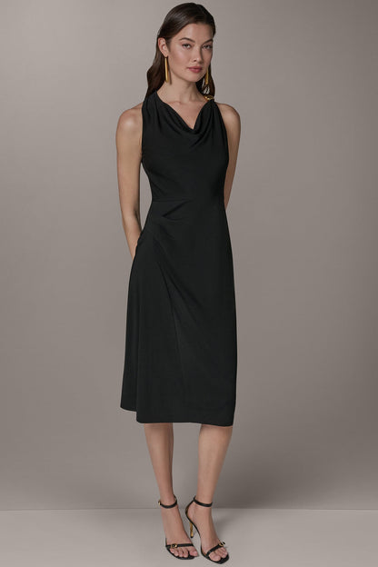 Donna Karan SLEEVELESS MIDI HALTER DRESS