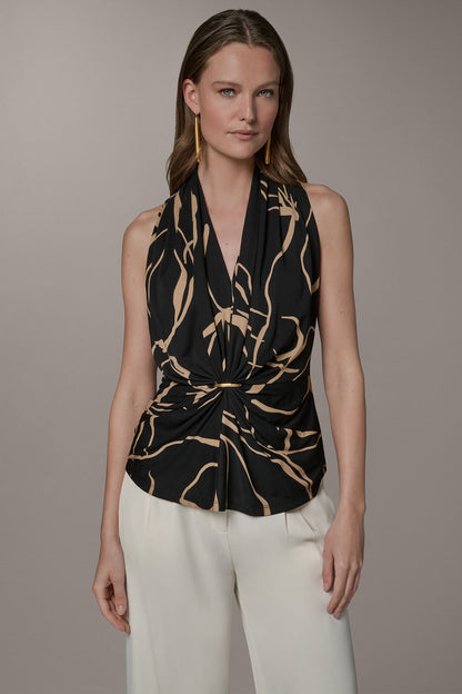 Donna Karan RUCHED V-NECK TOP