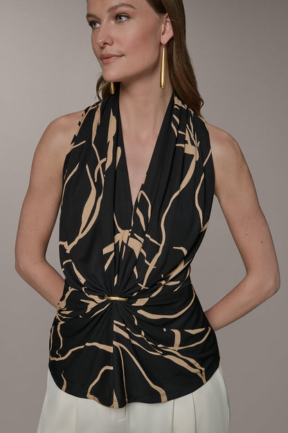 Donna Karan RUCHED V-NECK TOP