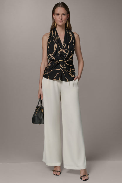 Donna Karan RUCHED V-NECK TOP