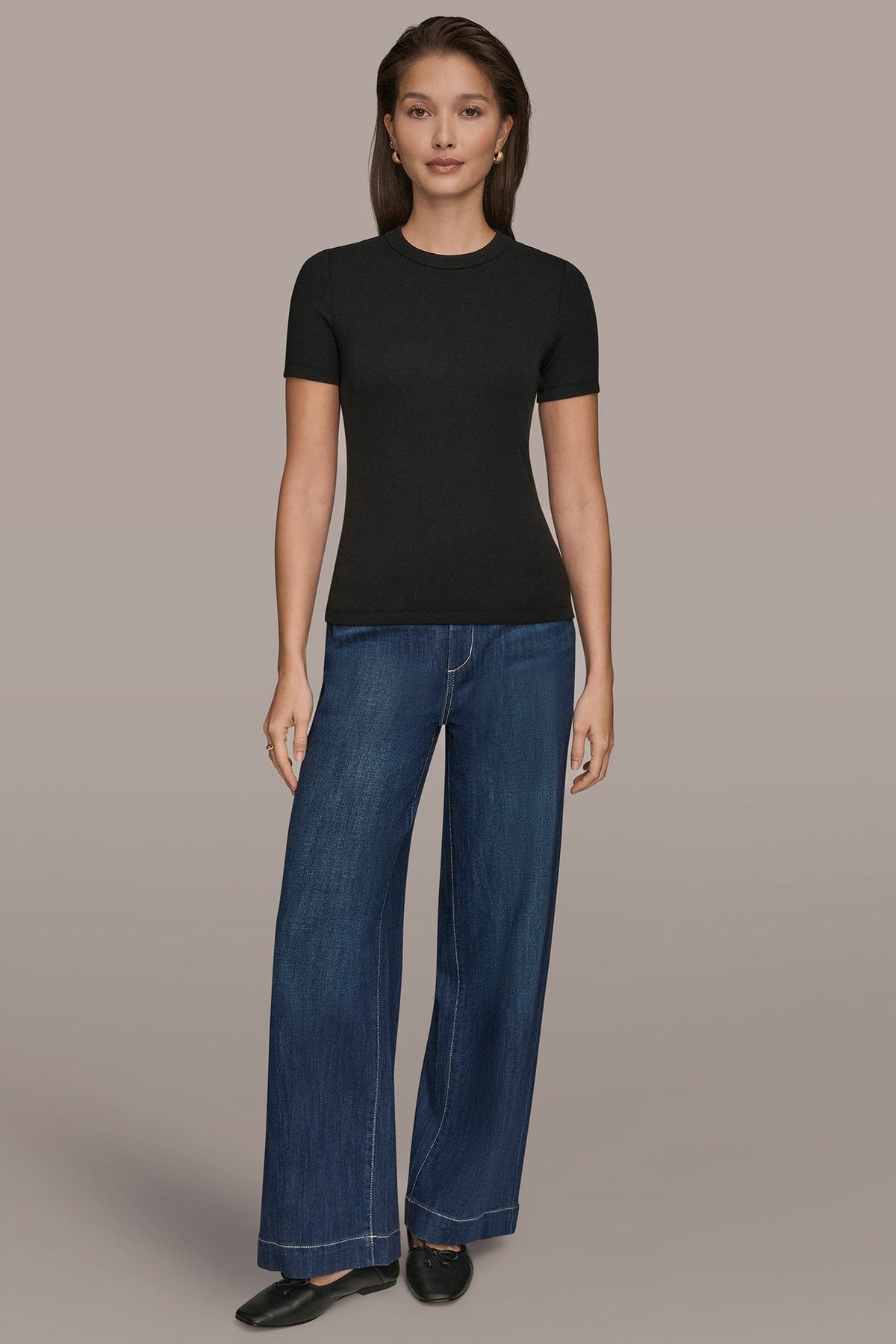 Donna Karan SHORT SLEEVE CREW NECK TEE