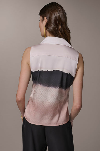 Donna Karan SLEEVELESS HIGH-LOW BLOUSE