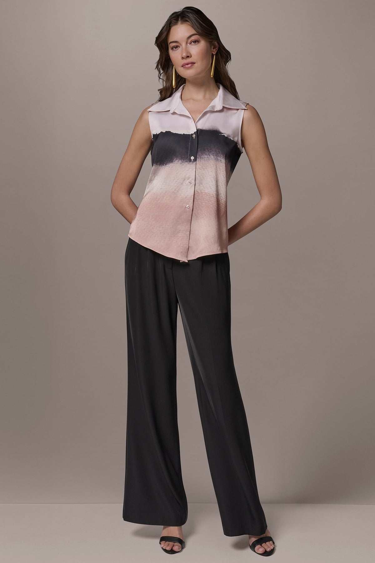 Donna Karan SLEEVELESS HIGH-LOW BLOUSE