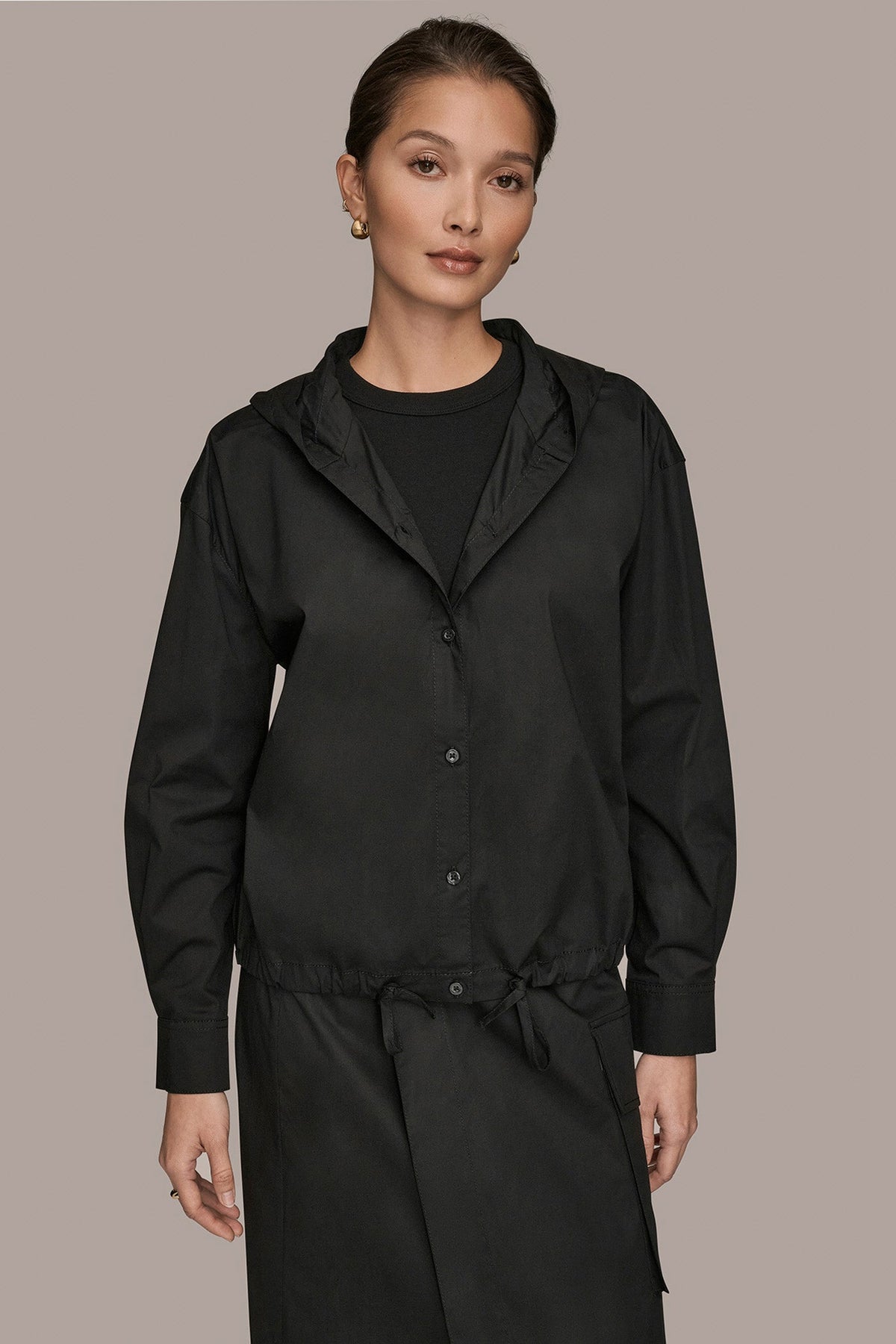 Donna Karan HOODED BUTTON-DOWN SHIRT