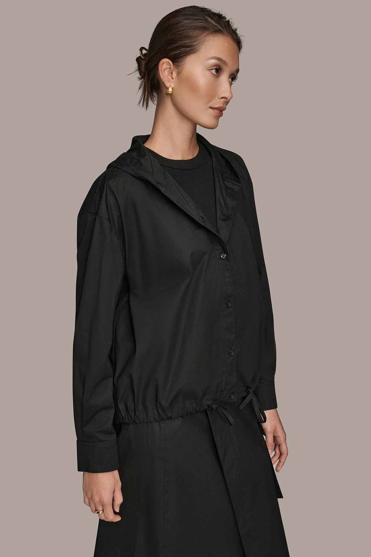 Donna Karan HOODED BUTTON-DOWN SHIRT