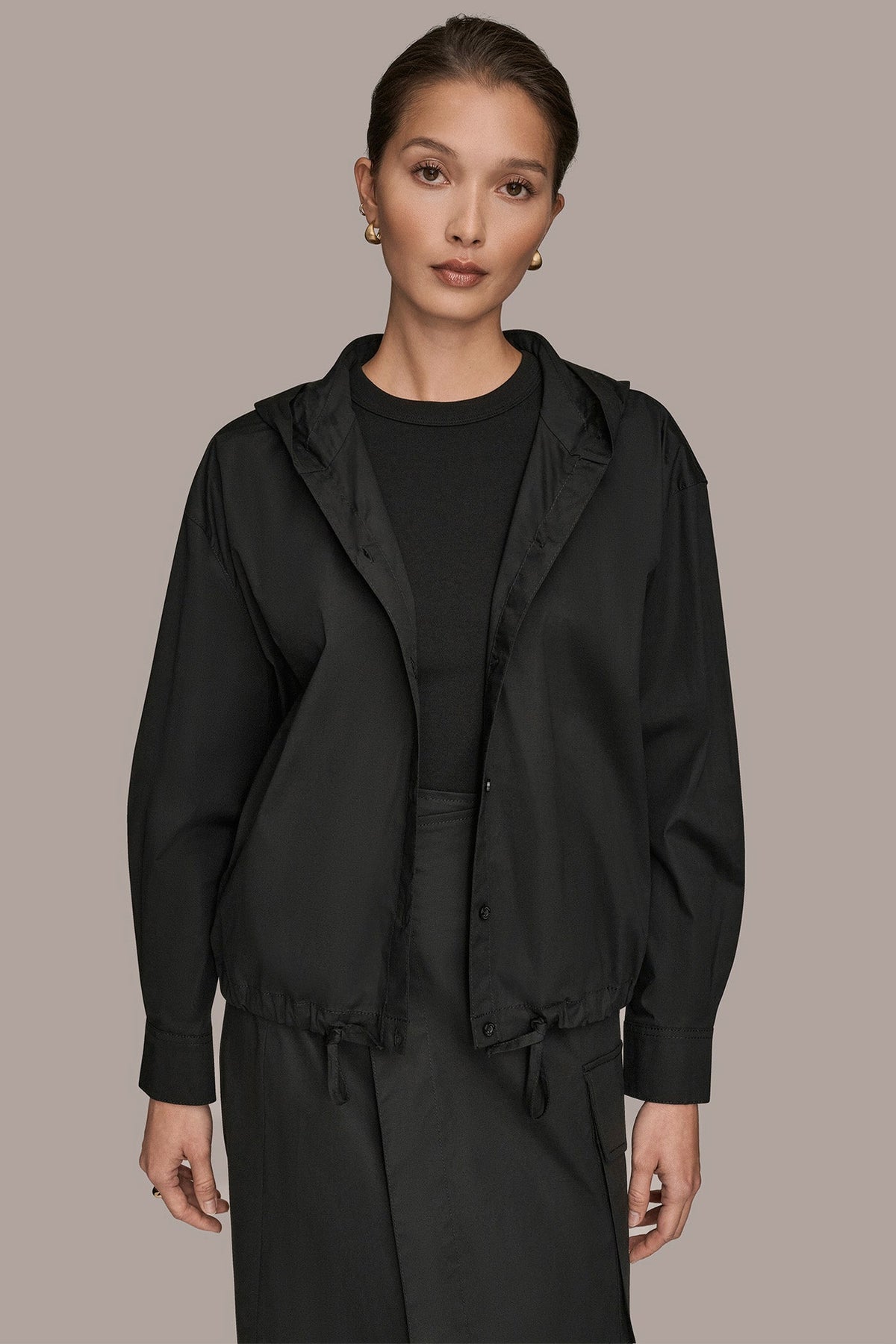 Donna Karan HOODED BUTTON-DOWN SHIRT