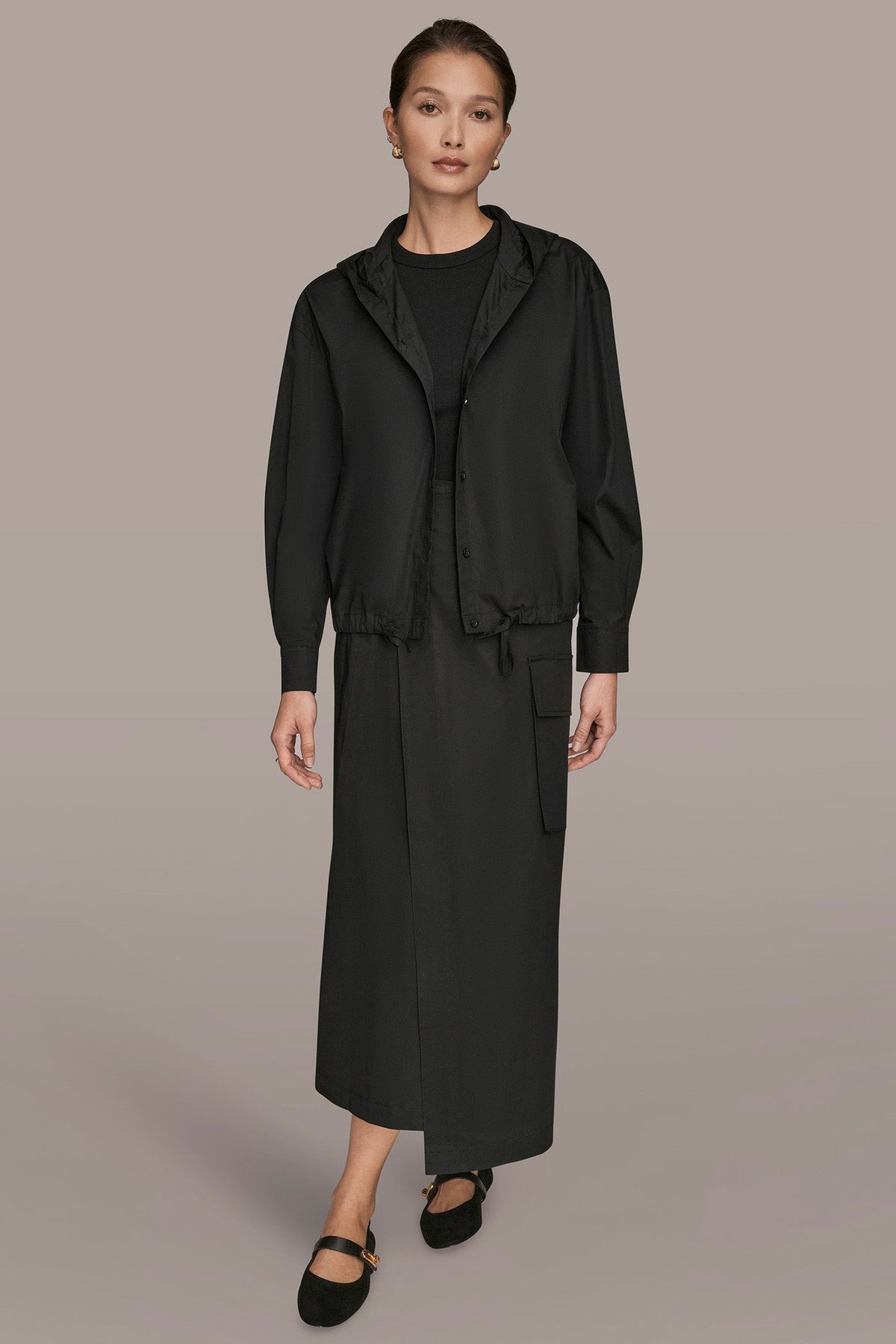 Donna Karan HOODED BUTTON-DOWN SHIRT