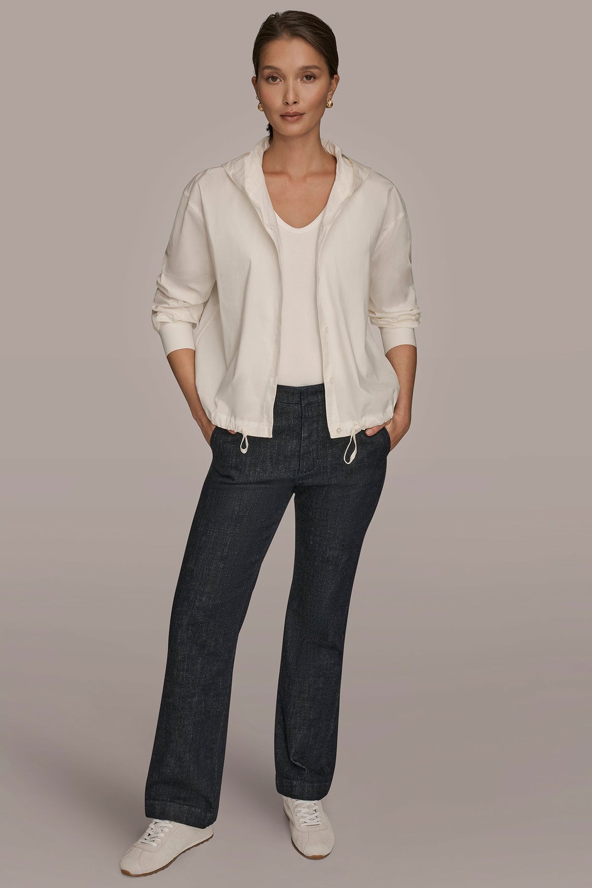 Donna Karan HOODED BUTTON-DOWN SHIRT
