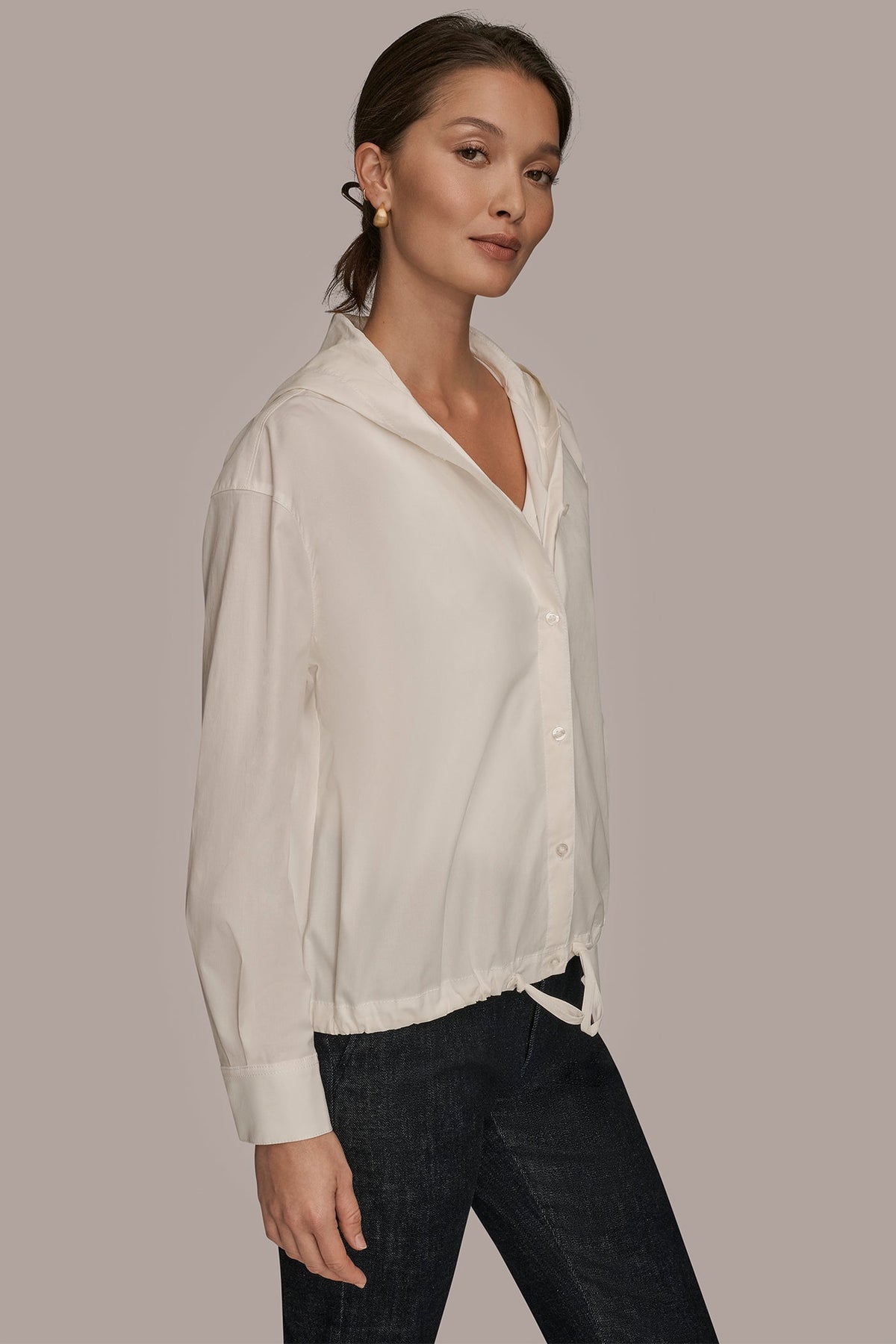 Donna Karan HOODED BUTTON-DOWN SHIRT