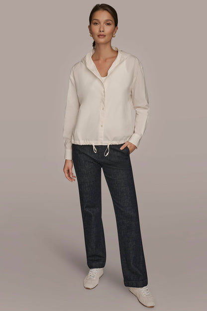 Donna Karan HOODED BUTTON-DOWN SHIRT