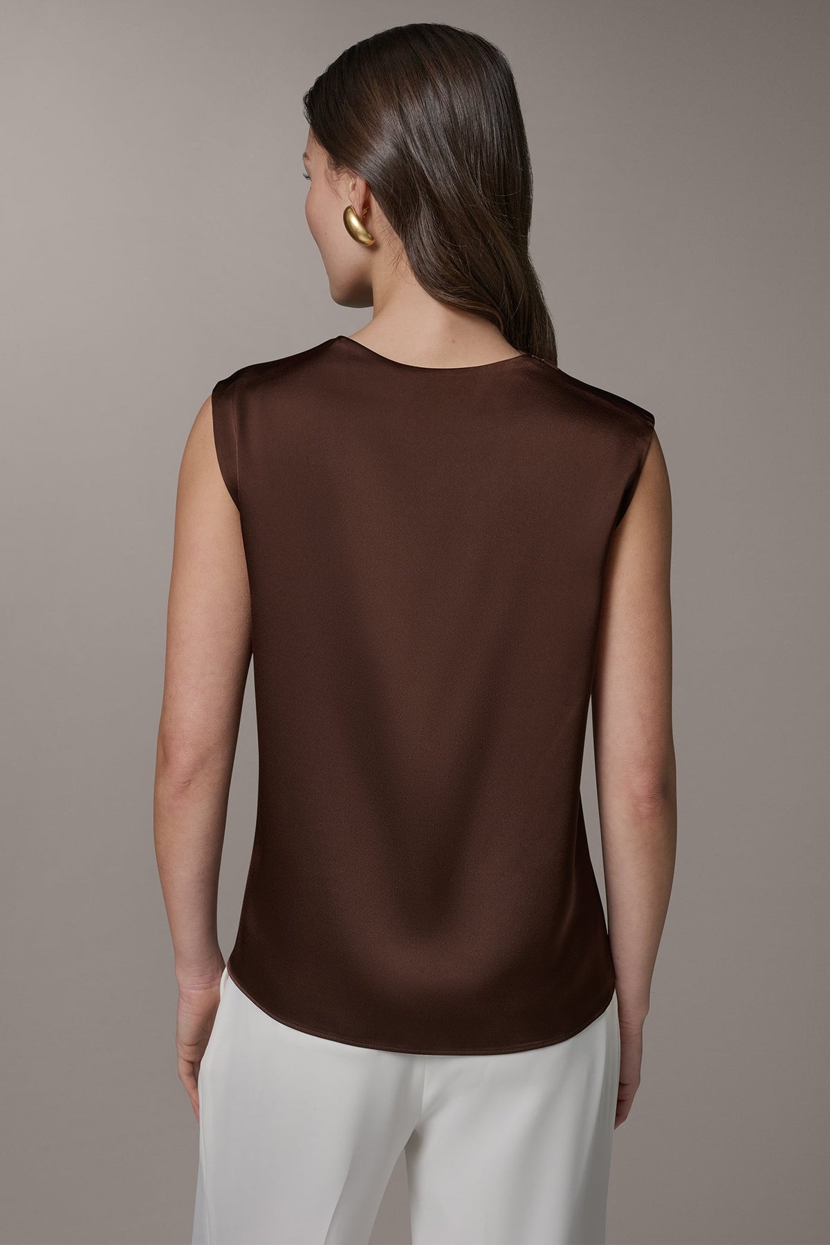 Donna Karan PLEATED SHOULDER BLOUSE