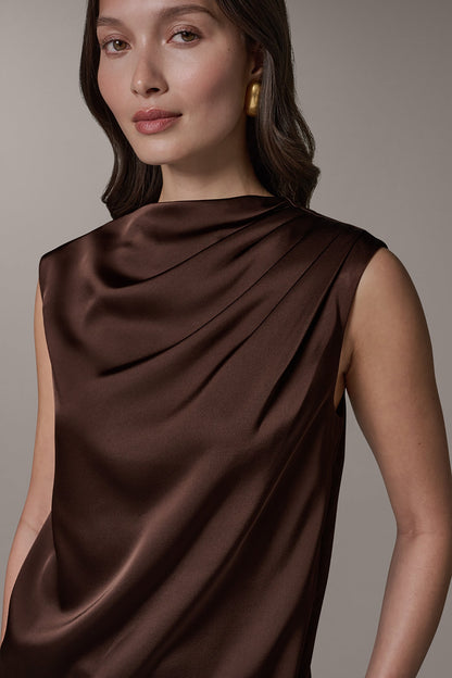 Donna Karan PLEATED SHOULDER BLOUSE