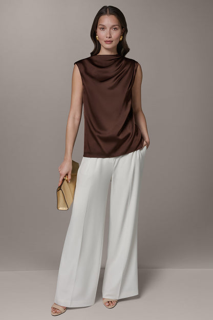 Donna Karan PLEATED SHOULDER BLOUSE