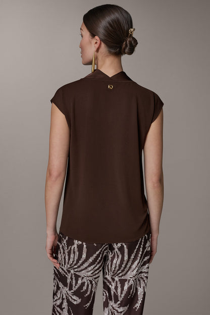 Donna Karan CAP SLEEVE MIXED MEDIA TOP