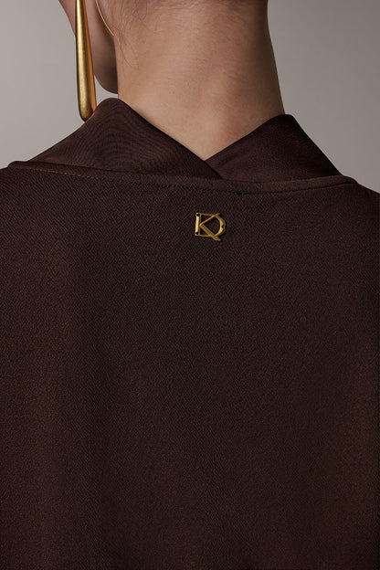Donna Karan CAP SLEEVE MIXED MEDIA TOP