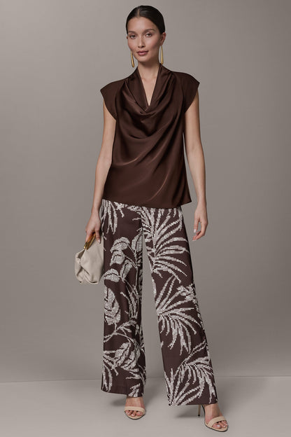 Donna Karan CAP SLEEVE MIXED MEDIA TOP