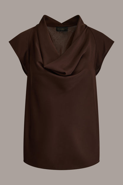 Donna Karan CAP SLEEVE MIXED MEDIA TOP