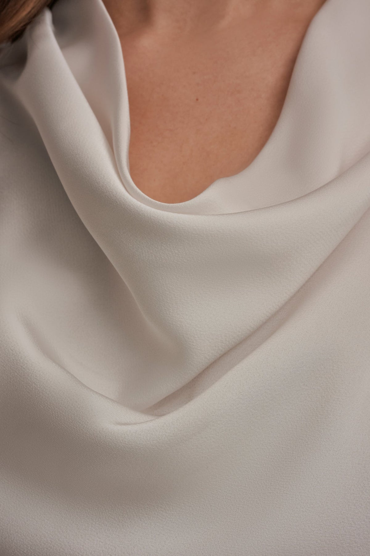 Donna Karan LONG SLEEVE COWL-NECK MIXED-MEDIA SWEATER