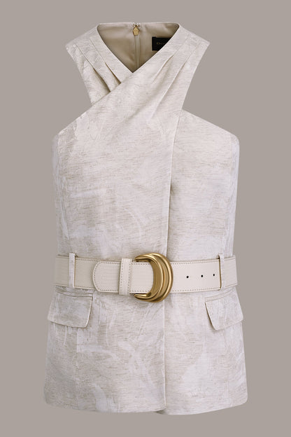 Donna Karan CROPPED CROSSOVER SUIT VEST